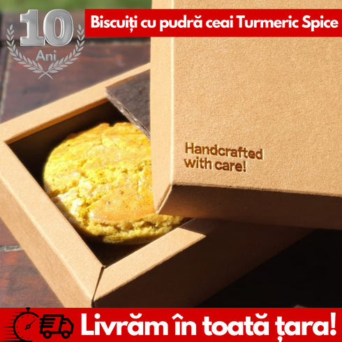 Biscuiți Ceai Negru, Turmeric și mirodenii (pudră)- 240g (Cutie de 6 Biscuiți)